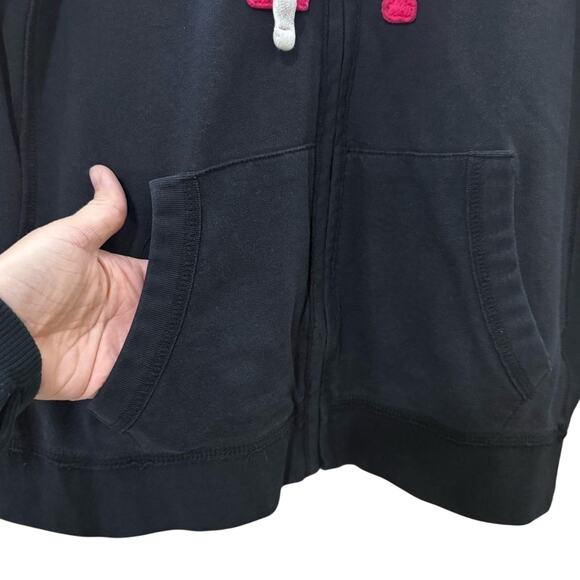 Y2K Aeropostale Full Zip Black White Sequin Hooded Jacket New York Women's Large - Picture 4 of 8